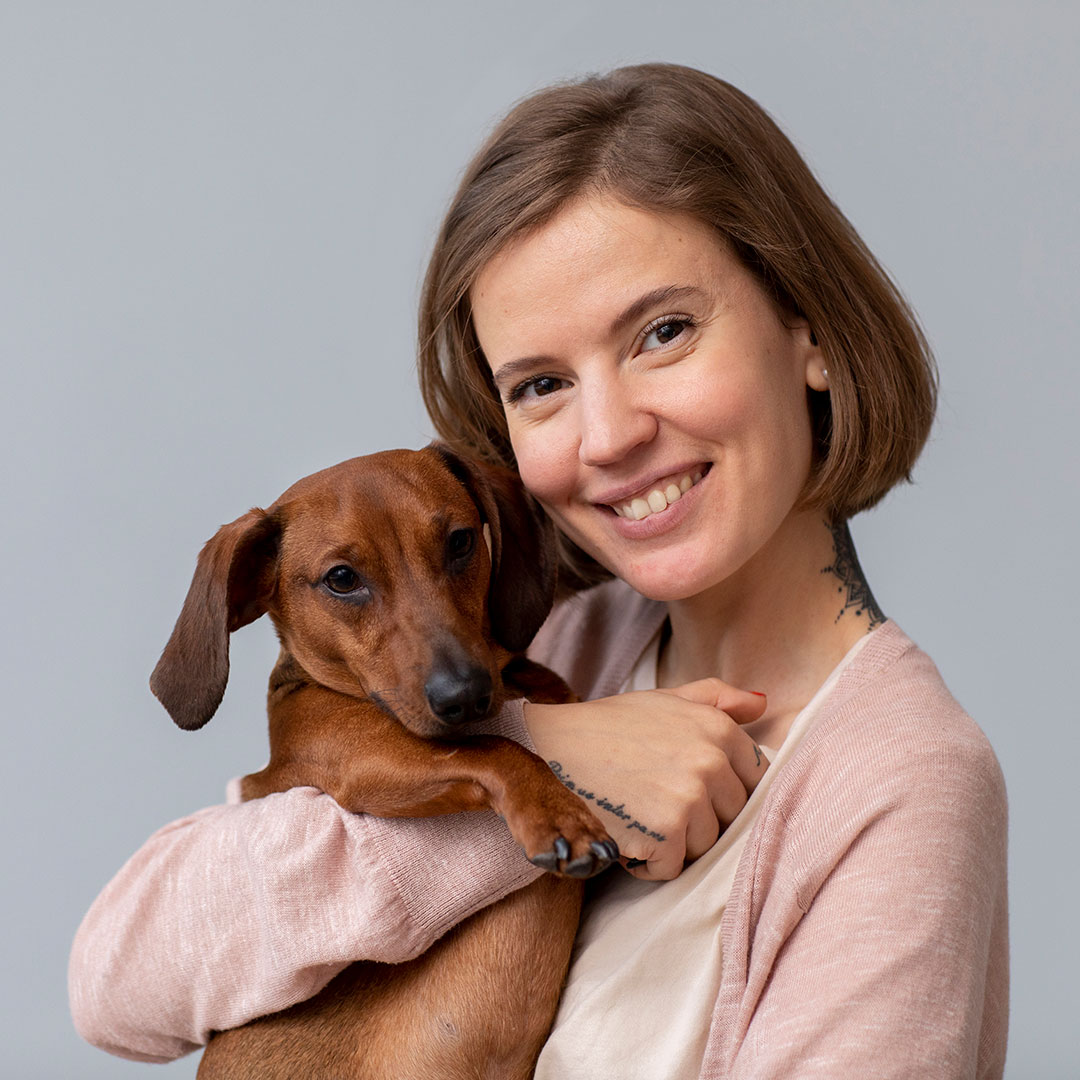 dog Owner hugging dog