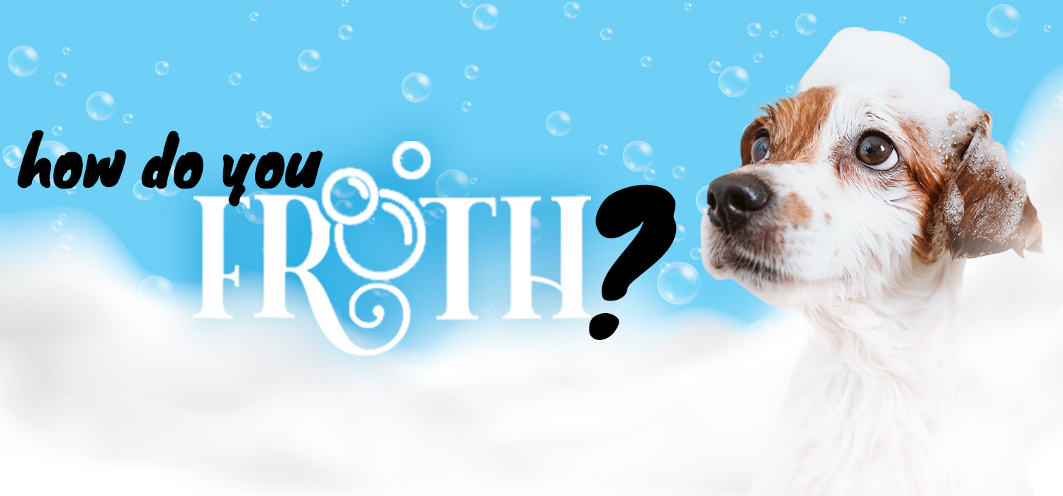 dog with bubbles and text