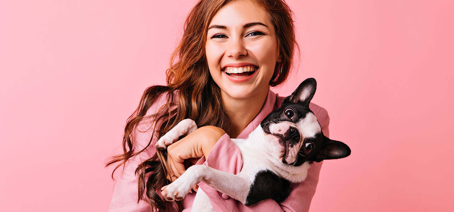 happy dog and owner