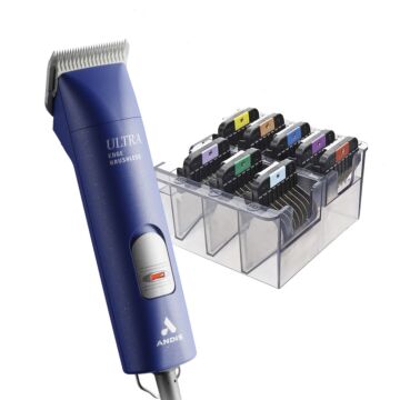 Andis UltraEdge AGC Super 2-Speed Brushless Clipper - Blue & Wahl Comb Guides