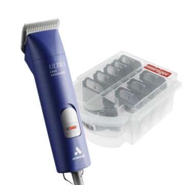Andis UltraEdge AGC Super 2-Speed Brushless Clipper - Blue & Heiniger Comb Guides