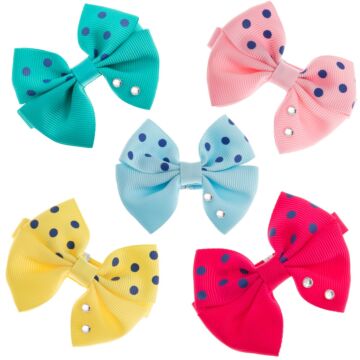Groom Professional Polka Diamonte Bow Collar 10 Pack