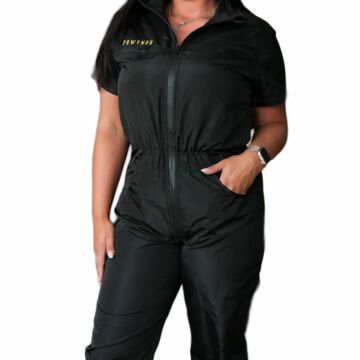 Pewtner Pewtsuit Womens Dog Grooming Jumpsuit Short Sleeve Black
