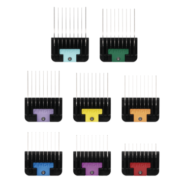 Andis 8-Piece Spring-Loaded Colour-Coated Stainless-Steel Comb Set
