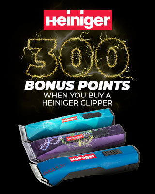 Promotional poster to illustrate buy Heiniger clipper, get 300 bonus points limited to 30 clippers sold